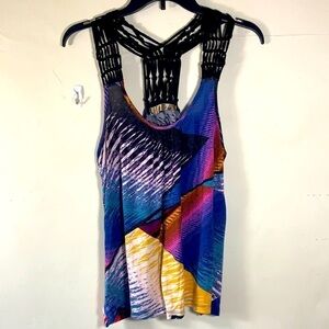 Lush racer back tank with black macrame straps S/M